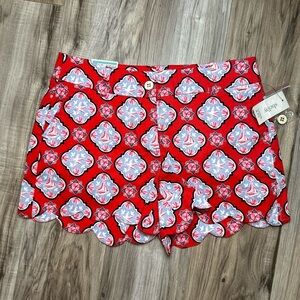 Crown & Ivy Shelby Scalloped Nautical Sailboat Print Shorts Size 4 Petite‎ NWT!